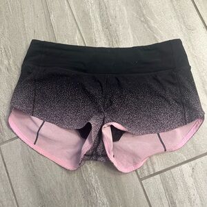 Women's Black and Pink Gradient Lululemon  speed shorts